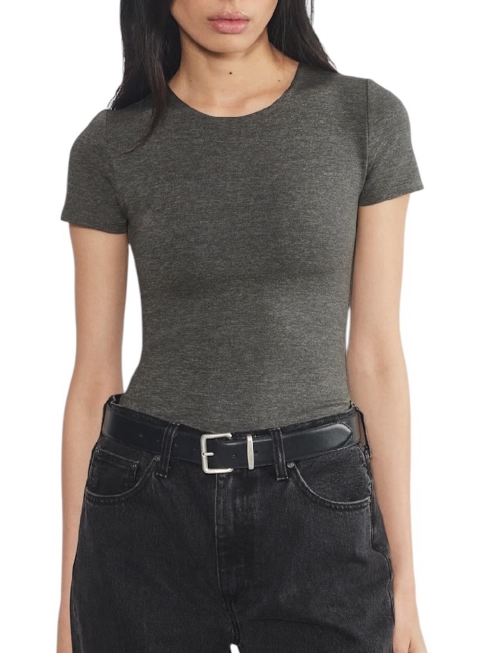 Aritzia Contour Crew Hip T-Shirt in grey short sleeve size M excellent condition